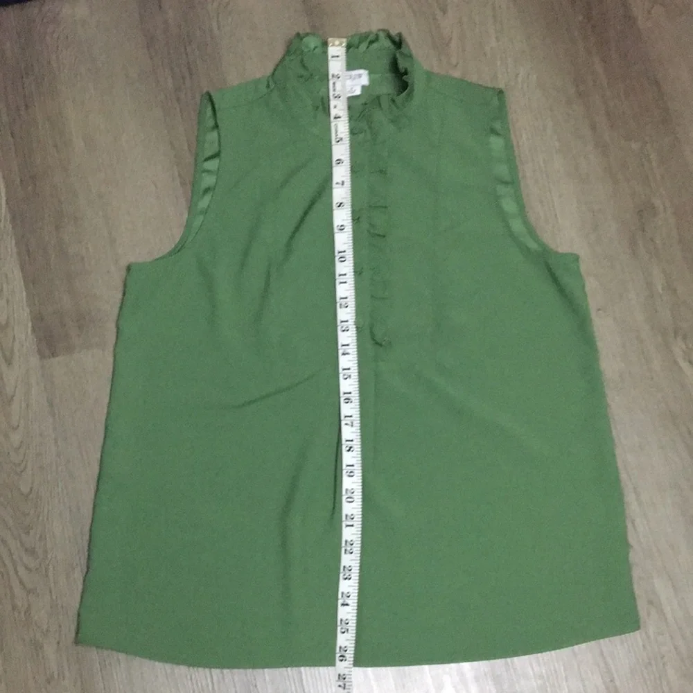 J. Crew Womens Green Sleeveless Ruffled Top (Size 6) - Picture 11 of 13